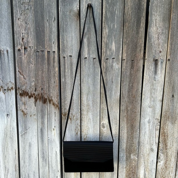 Vintage Caryl Brill Bueno Velvet Silk Clutch Evening Bag Black - Picture 4 of 15